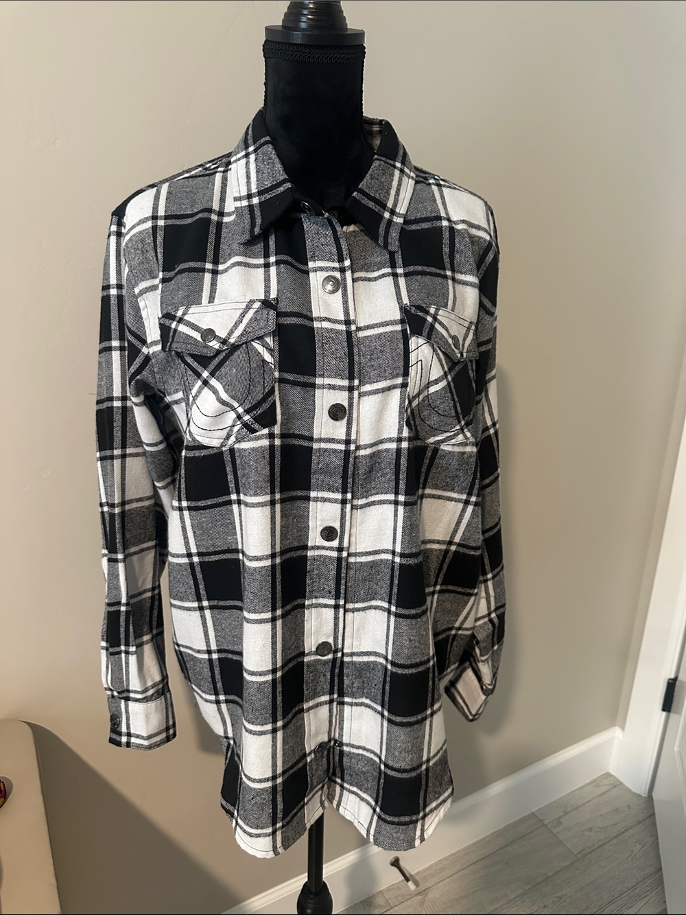 True Religion Black & White Plaid Button-Up shirt
